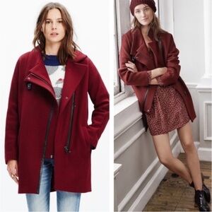Madewell City Grid Asymmetrical Coat in Dark Cabernet